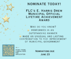 Nominations Open: E. Harris Drew Municipal Official Lifetime Achievement Award
